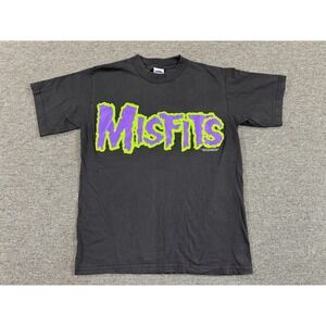 Vintage Misfits Cygnus Shirt Mens Small Black Purple Logo 1999 Punk Graphic Y2K